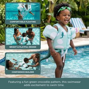 Floating Jackets with Sleeves for Pool or Beach | 1-3 Years | Crocodile