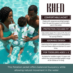Floating Jackets with Sleeves for Pool or Beach | 1-3 Years | Crocodile
