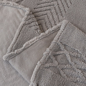 Plush Sherpa Fleece Sofa Cover with 3D Cable Knit Texture, Soft Cozy Throw Blanket