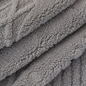 Plush Sherpa Fleece Sofa Cover with 3D Cable Knit Texture, Soft Cozy Throw Blanket