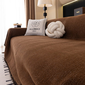Solid Color Chenille Sofa Cover Blanket Furniture Covers for Sofas and Loveseats