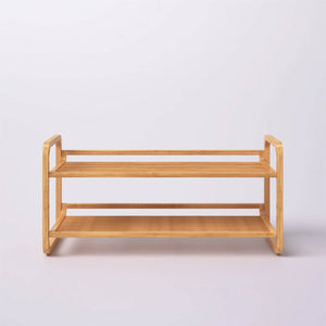 Bamboo Modern 2-Shelf Stackable Shoe Rack - Holds up to 8 Pair of Shoes