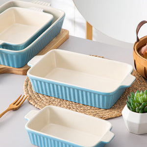 Blue Bakeware Set of 4 Porcelain Baking Dishes