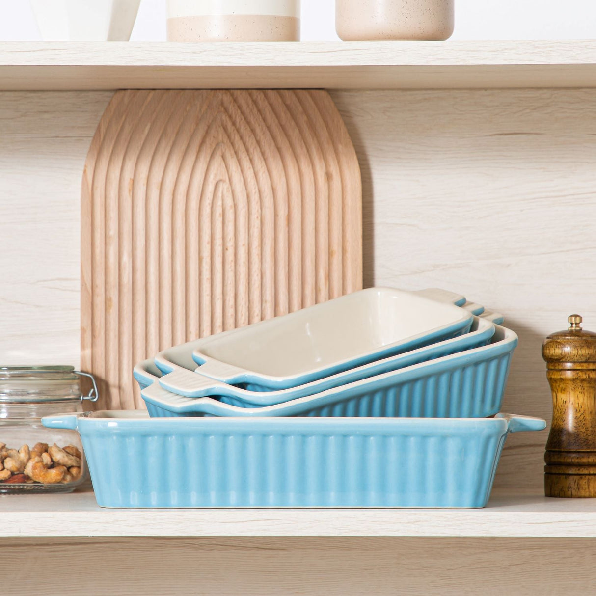 Blue Bakeware Set of 4 Porcelain Baking Dishes
