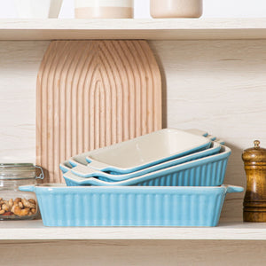 Blue Bakeware Set of 4 Porcelain Baking Dishes