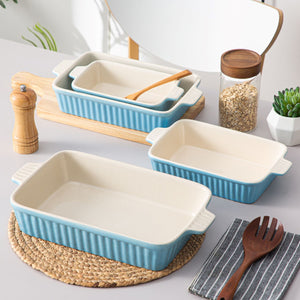 Blue Bakeware Set of 4 Porcelain Baking Dishes