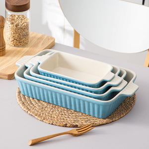 Blue Bakeware Set of 4 Porcelain Baking Dishes