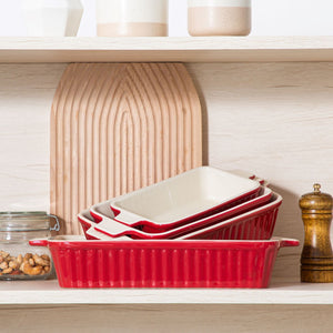Red Bakeware Set of 4 Porcelain Baking Dishes