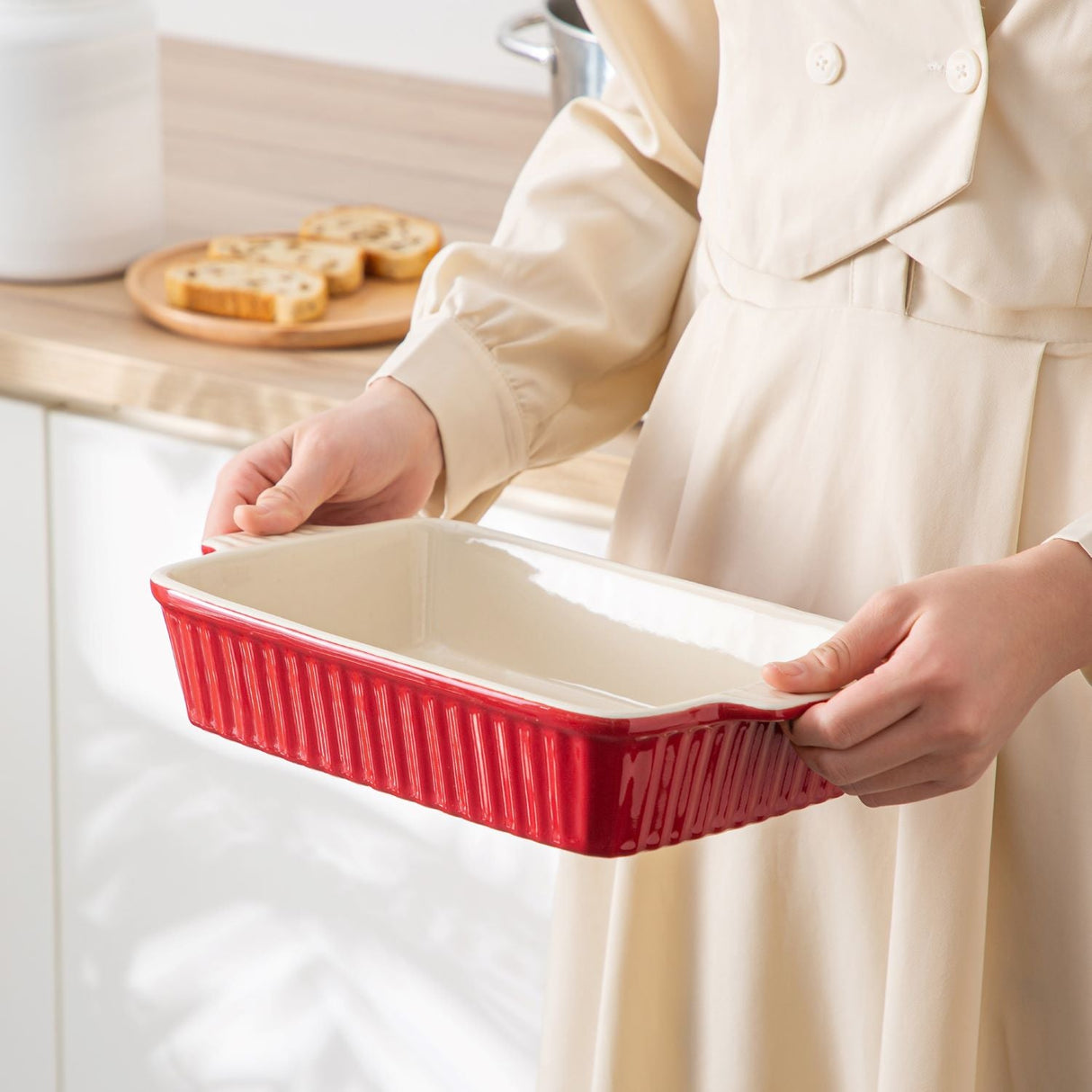 Red Bakeware Set of 4 Porcelain Baking Dishes