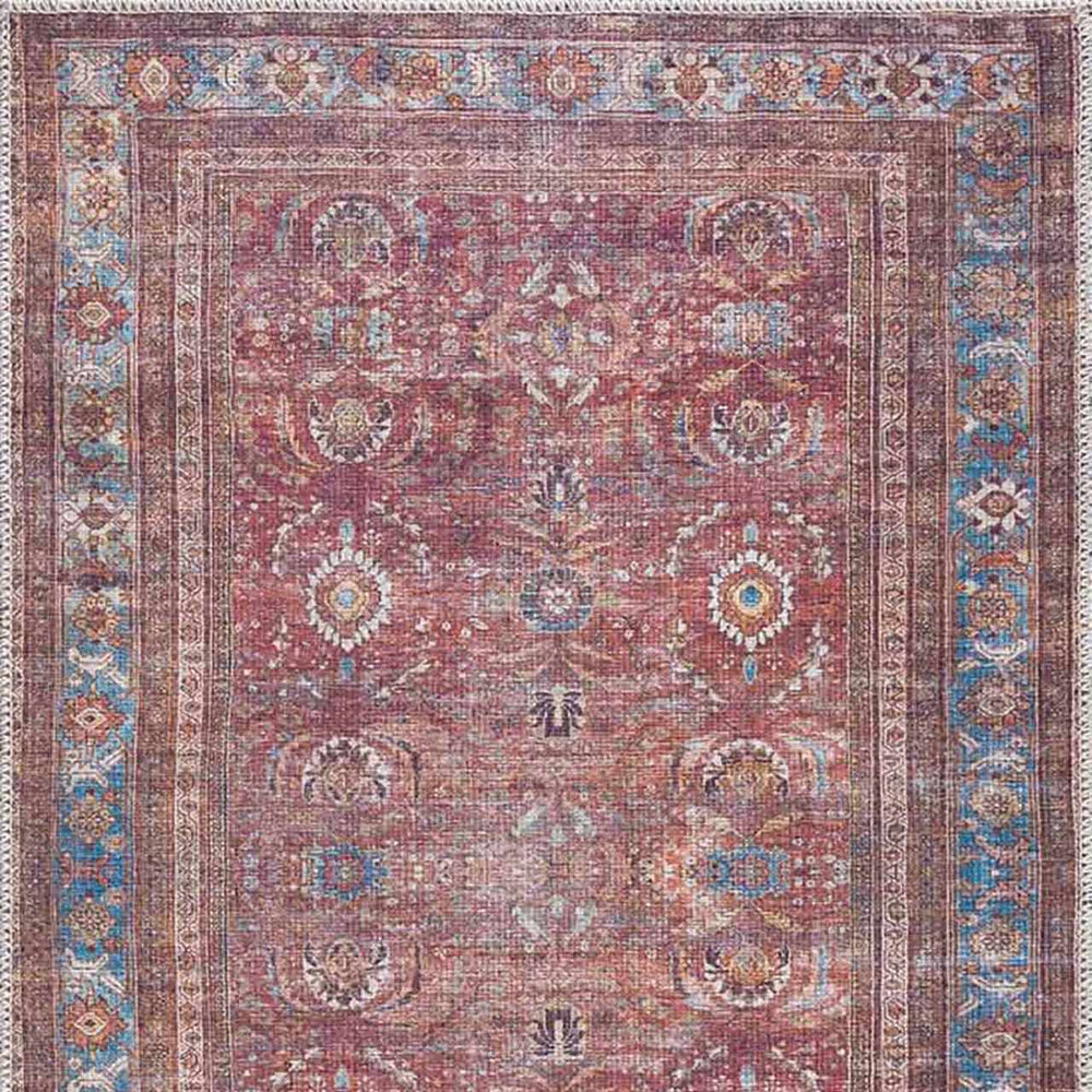 Rust Baki Traditional Washable Area Rug - Clearance