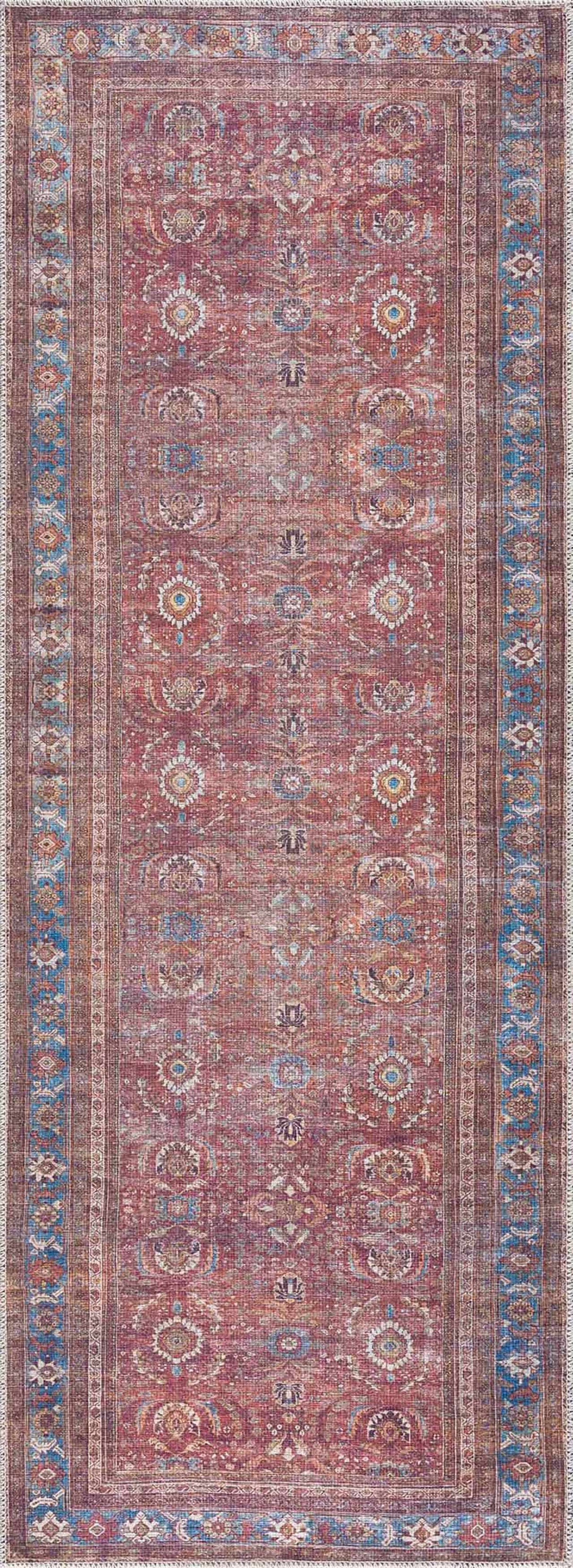 Rust Baki Traditional Washable Area Rug - Clearance