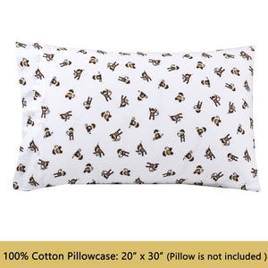 3-Piece Crib/Toddler Cotton Sheet Set White Brown Monkey Around Jungle Bananas