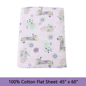 3-Piece Crib/Toddler Cotton Sheet Set Pink Gypsy Floral Spirograph Animals Giraffe Hippo Elephant