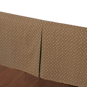 Tailored Bed Skirt Brown Tan Check Dot Pattern Cotton Pleated Dust Ruffle with Split Corners, 16" Drop