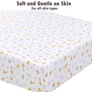 3 Piece Crib/Toddler Cotton Fitted Sheets Colorful Polka Dot Zoo Animal Friends