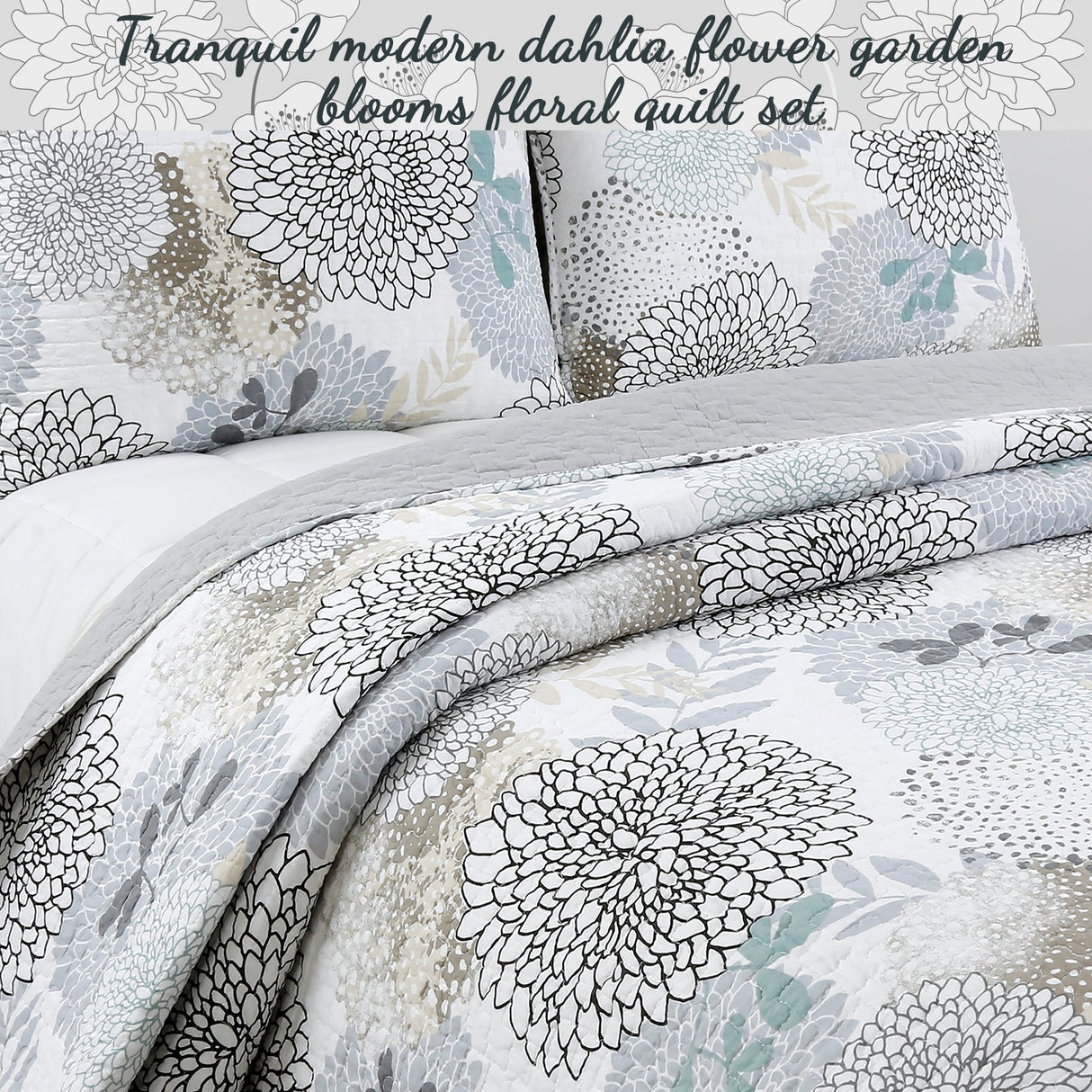 Nina Floral Cotton Reversible Quilt Bedding Set