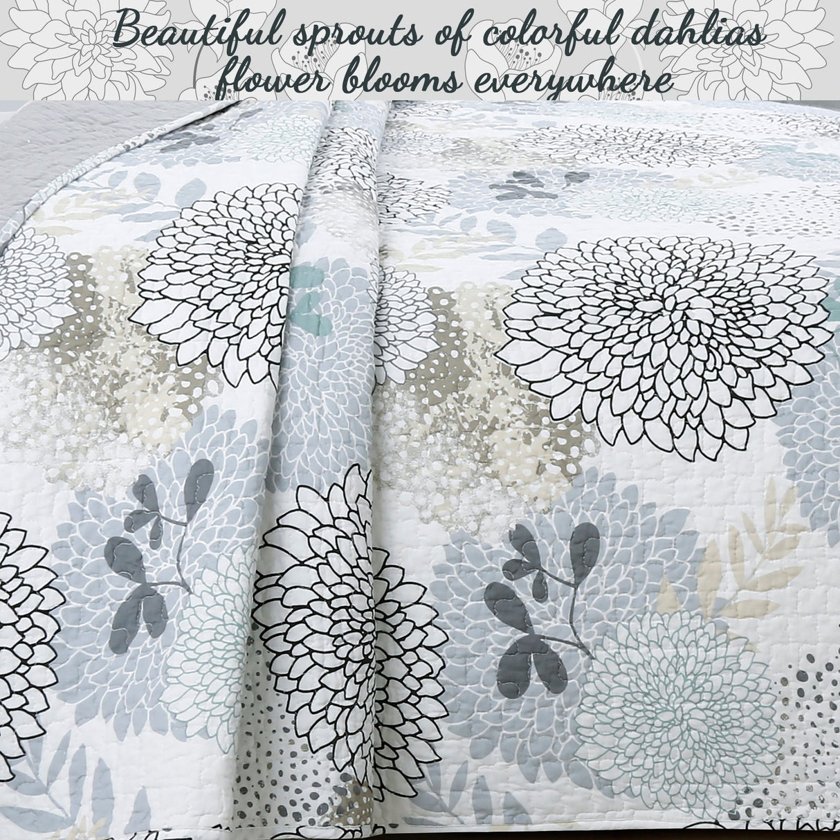 Nina Floral Cotton Reversible Quilt Bedding Set
