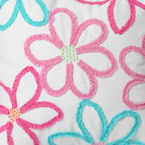 Mariah Pink Floral Dot Ruffle Square Decor Throw Pillow