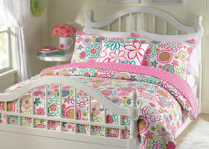 Mariah Pink Floral Dot Ruffle Square Decor Throw Pillow