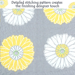 Anya Floral Print Yellow Grey Reversible Quilt Bedding Set