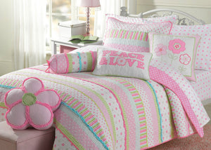 Greta Floral Stripe Pink Rectangular Embroidered Decor Throw Pillow