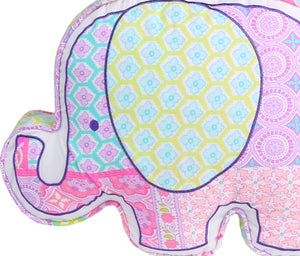 Pink Elephant Paisley Patchwork Embroidered Novelty Decor Throw Pillow