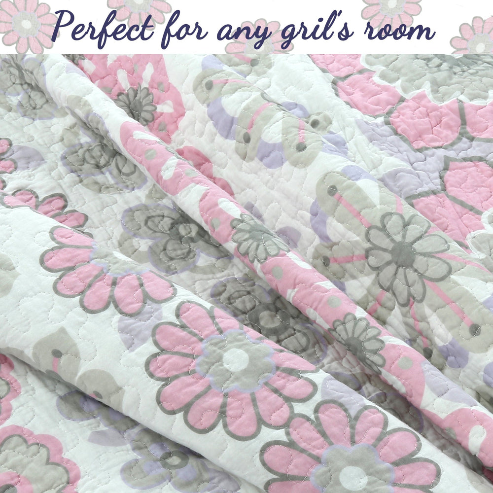 Lola Floral Cotton Reversible Quilt Bedding Set