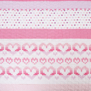 Butterfly Fairisle Pink Purple Striped Sweater Print Cotton Reversible Quilt Bedding Set