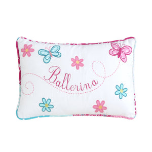 Ballerina Girl Pink Floral Dot Print Patchwork Cotton Reversible Quilt Bedding Set