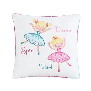 Ballerina Girl Pink Floral Dot Print Patchwork Cotton Reversible Quilt Bedding Set