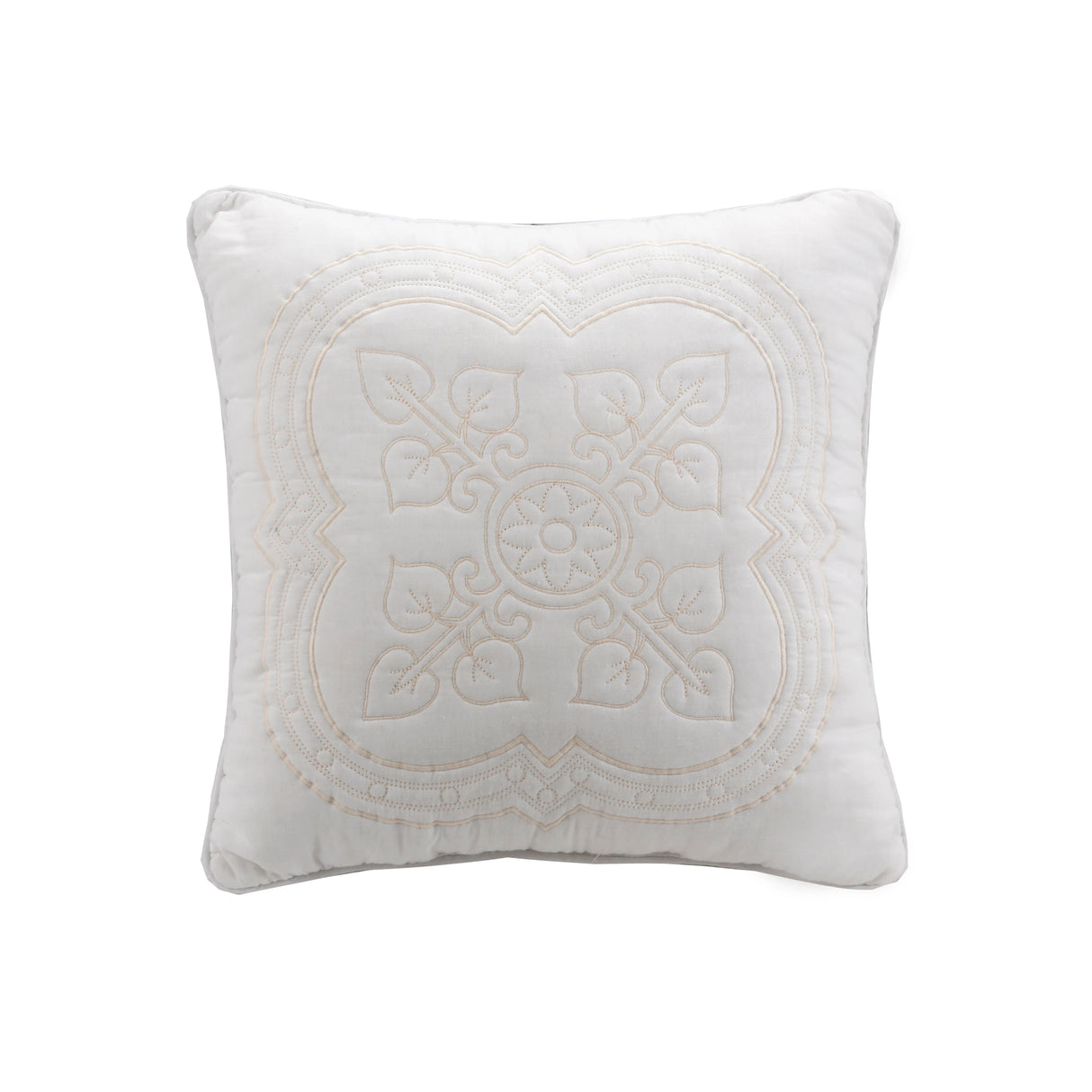 Serenity White Victorian Scalloped Medallion Floral Pure Solid 6-Piece Daybed Quilt Bedding Set