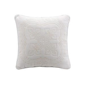 Serenity White Victorian Scalloped Medallion Floral Pure Solid 6-Piece Daybed Quilt Bedding Set