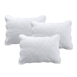 Serenity White Victorian Scalloped Medallion Floral Pure Solid 6-Piece Daybed Quilt Bedding Set