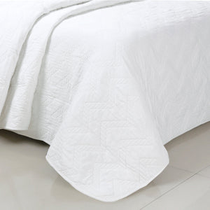 Chevron Zig Zag White Solid Cotton Reversible Quilt Bedding Set