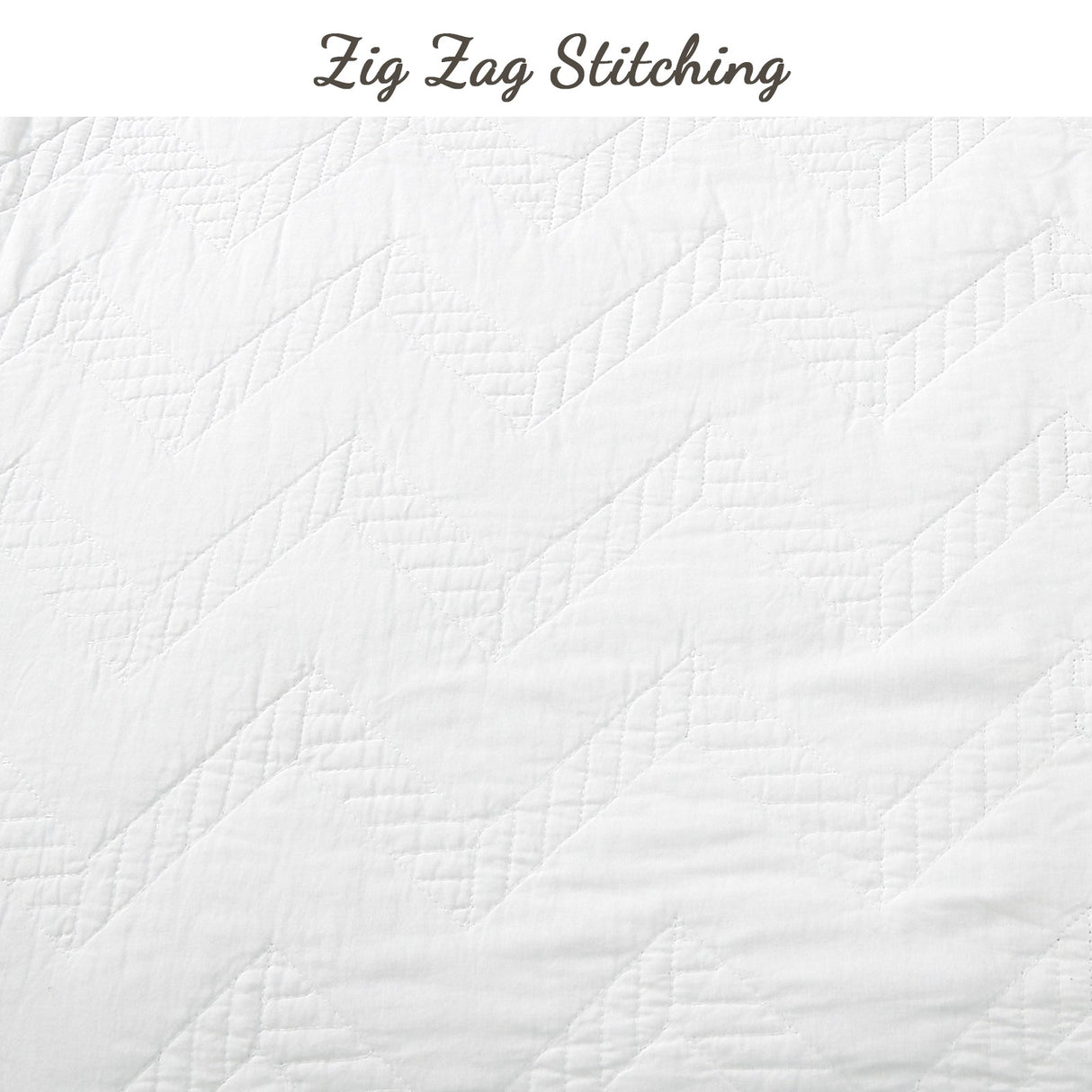 Chevron Zig Zag White Solid Cotton Reversible Quilt Bedding Set