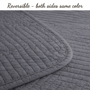 Maze Gray Solid 3 Piece Cotton Quilt Bedding Set