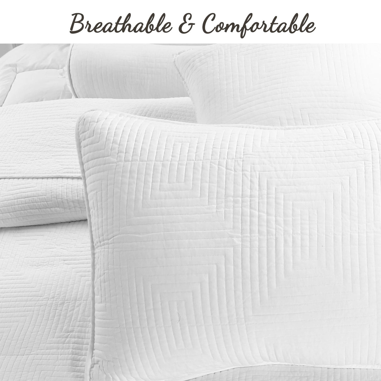 Maze White Cotton Reversible Quilt Bedding Set