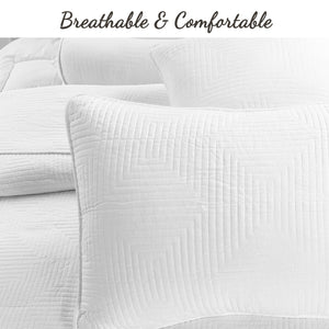 Maze White Cotton Reversible Quilt Bedding Set