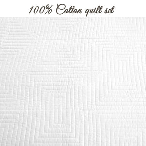 Maze White Cotton Reversible Quilt Bedding Set