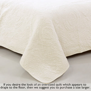 Solid Ivory Chic Brocade Matelassé Medallion Floral Cotton Reversible Quilt Bedding Set (Copy)