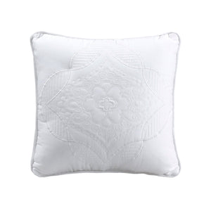 Solid White Chic Brocade Matelassé Medallion Floral Cotton Reversible Quilt Bedding Set