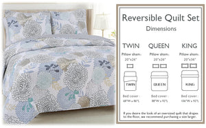 Nina Floral Cotton Reversible Quilt Bedding Set