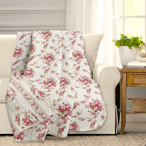 Shabby Chic Vintage Floral Rose Garden Scalloped Cotton Reversible Quilt Bedding Set
