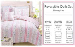 Romantic Chic Lace Ruffle Pink Real Patchwork Cotton Reversible Quilt Bedding Set