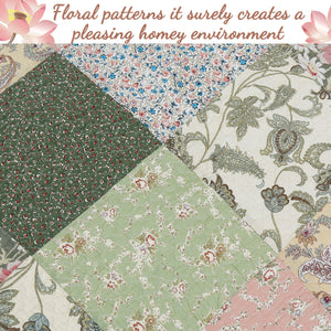 Grace Forest Green Real Patchwork Embroidered Scalloped Edge 3-Piece Cotton Reversible Quilt Bedding Set