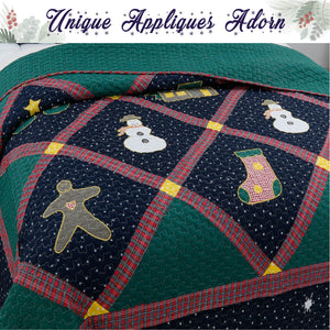 Christmas Cabin Night Reversible Quilt Bedding Set