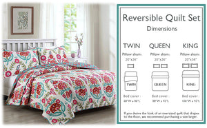 Hitchens Floral Cotton Reversible Quilt Bedding Set