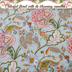 Riemer Tropical Floral Cotton 3-Piece Reversible Quilt Bedding Set
