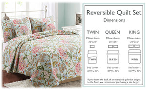 Riemer Tropical Floral Cotton 3-Piece Reversible Quilt Bedding Set