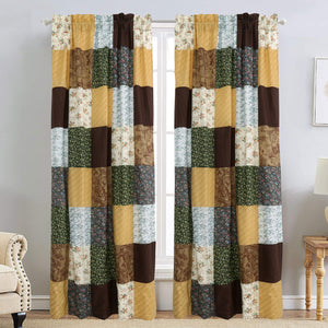 Huitt Country Farmhouse Vintage Floral Patchwork Window Curtain Panel/Drapes